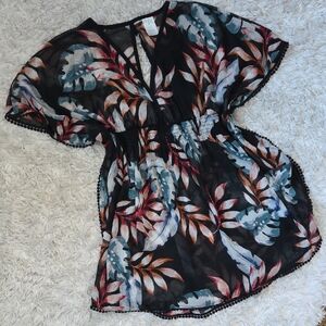 Kona Sol Blue Graphic Short Sleeve Swim Coverup